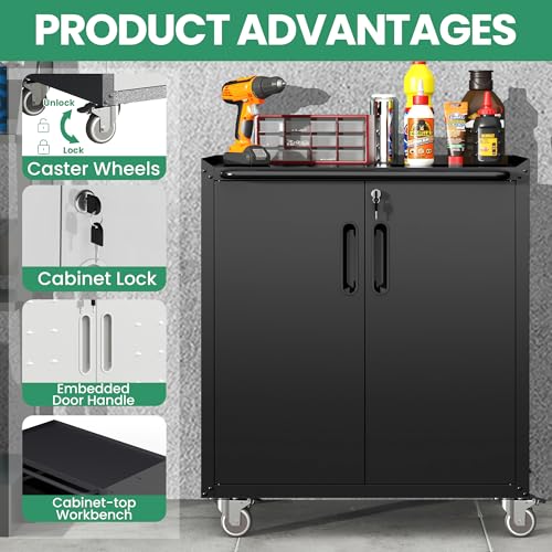 Image of Garage Cabinet System | Heavy Duty Steel All-in-One Modular Garage Cabinet Set for Ultimate Workshop Organization | Easy Assembly Garage Storage Cabinets & Tool Bench