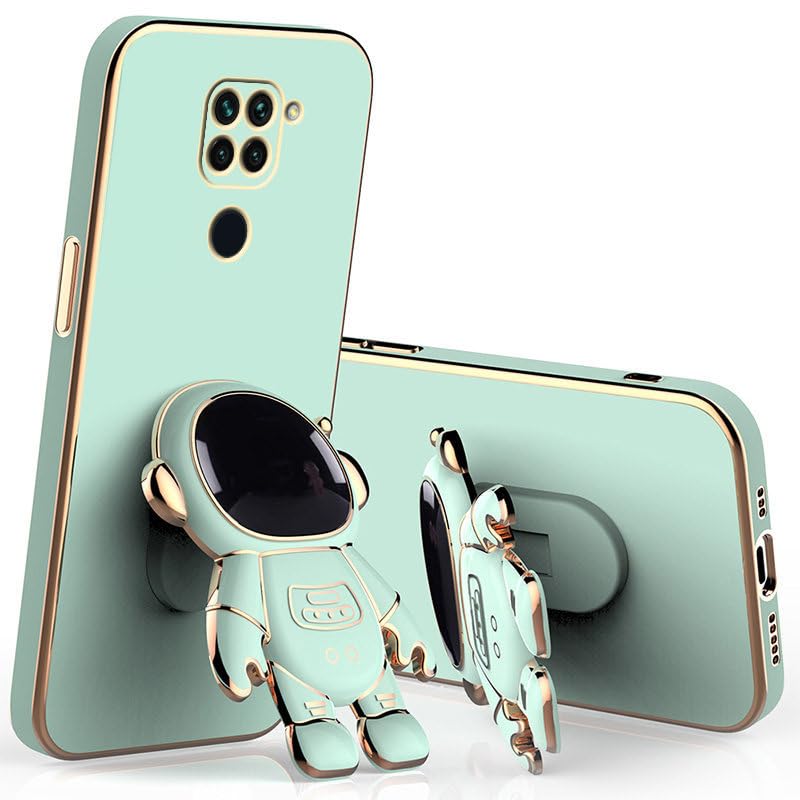 Apurb store for Redmi Note 9 Case Cute 3D Astronaut Stand Design Camera Protection Shockproof Soft Back Cover (for Redmi Note 9, Mint)