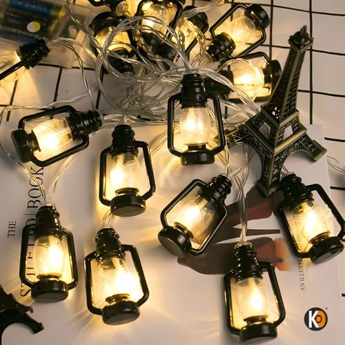 Image of K D 14 LED Black Laalten lamp Fanas Fairy String Lights | Yellow 10 Feet | Festival, Home, Diwali & Christmas Decoration Lights | Steady Glow, Corded, Energy Saving (Laalten lamp Fanas Yellow)