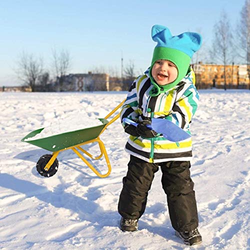 HAPPYGRILL Kids Metal Wheelbarrow, Yard Rover Steel Tray, Metal Construction Toys Kart, Tote Dirt/Leaves/Tools in Garden for Toddlers, Kids Play Tools