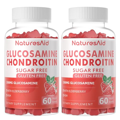 Glucosamine Chondroitin Gummies with MSM & Elderberry Extra Strength - Joint Support, Antioxidant Immune Support Supplement for Adults, Men & Women.(2 Pack) Strawberry