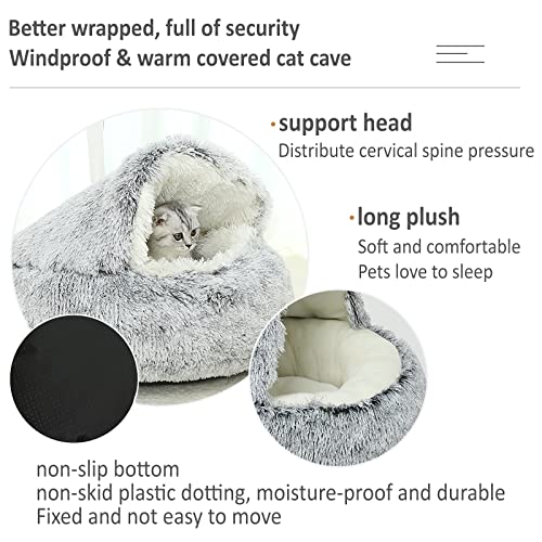 DZHF Cat Cave, Marshmallow Cat Bed, Calming Cat Bed, Donut Bed Small Fluffy Cat Beds for Indoor Cats Washable , Green - Image 4
