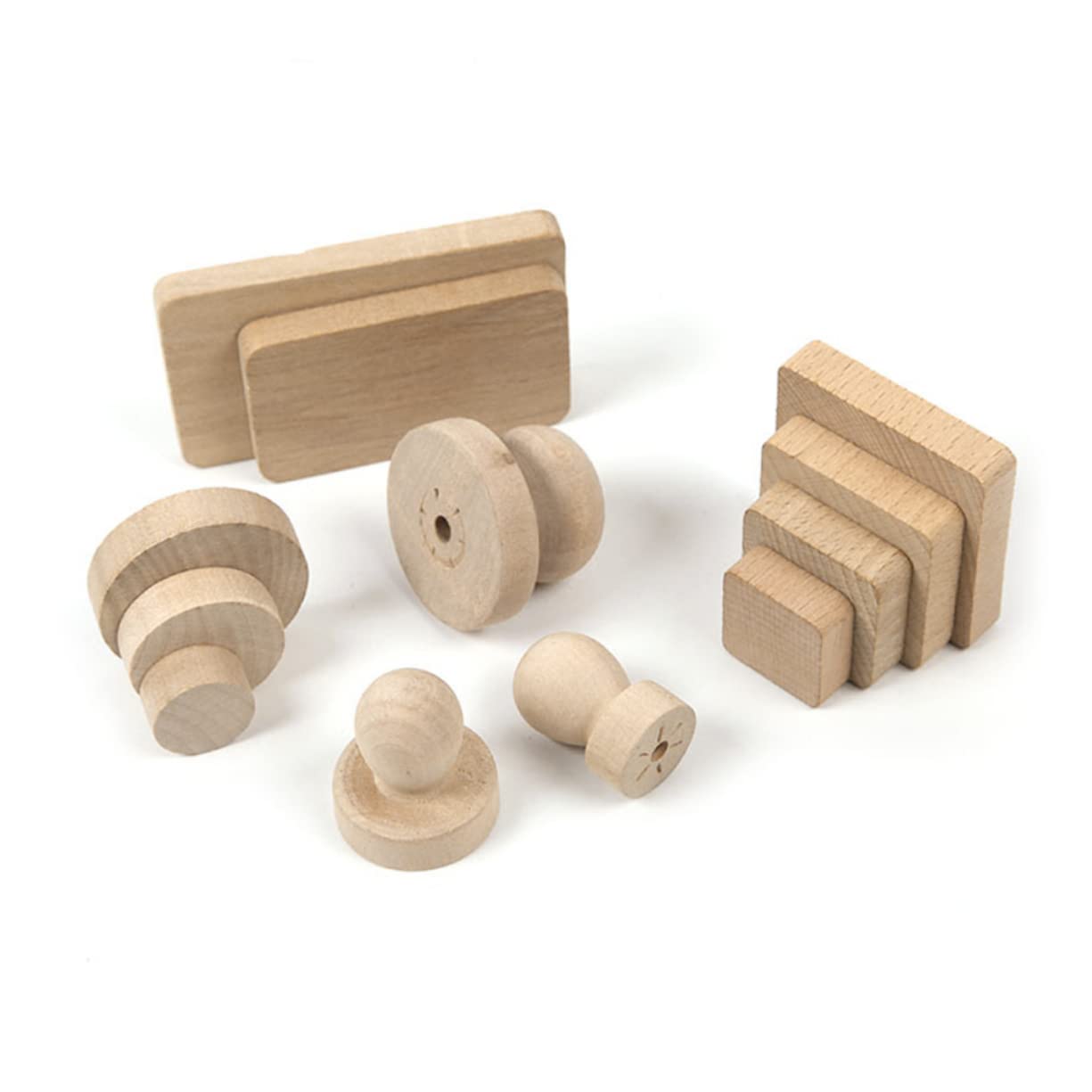Uonlytech 15pcs Wood Blocks Solid Wood Handle for DIY Stamps Scrapbooking Christmas Ornaments Smooth Surface 2 Sizes