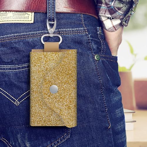 Golden Glitter Texture Key Holder Bag PU Leather ID Card Holder Keychains Case Cover for Men Women4