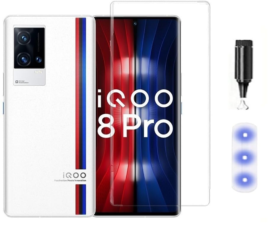Image of MACLEN Ultra Premium HD Adavnced Glue UV Curved Tempered Glass for iQOO 8 Pro 5G | With HD clearity full curved edge protection and Installation Kit