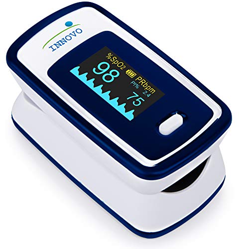 Innovo Deluxe iP900AP Fingertip Pulse Oximeter with Plethysmograph and Perfusion Index (White with Navy Blue)