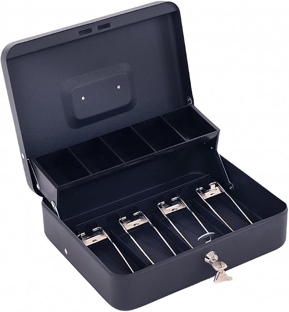 Oypla 12" Heavy Duty Metal Locking Cash Note Money Box Safe Security