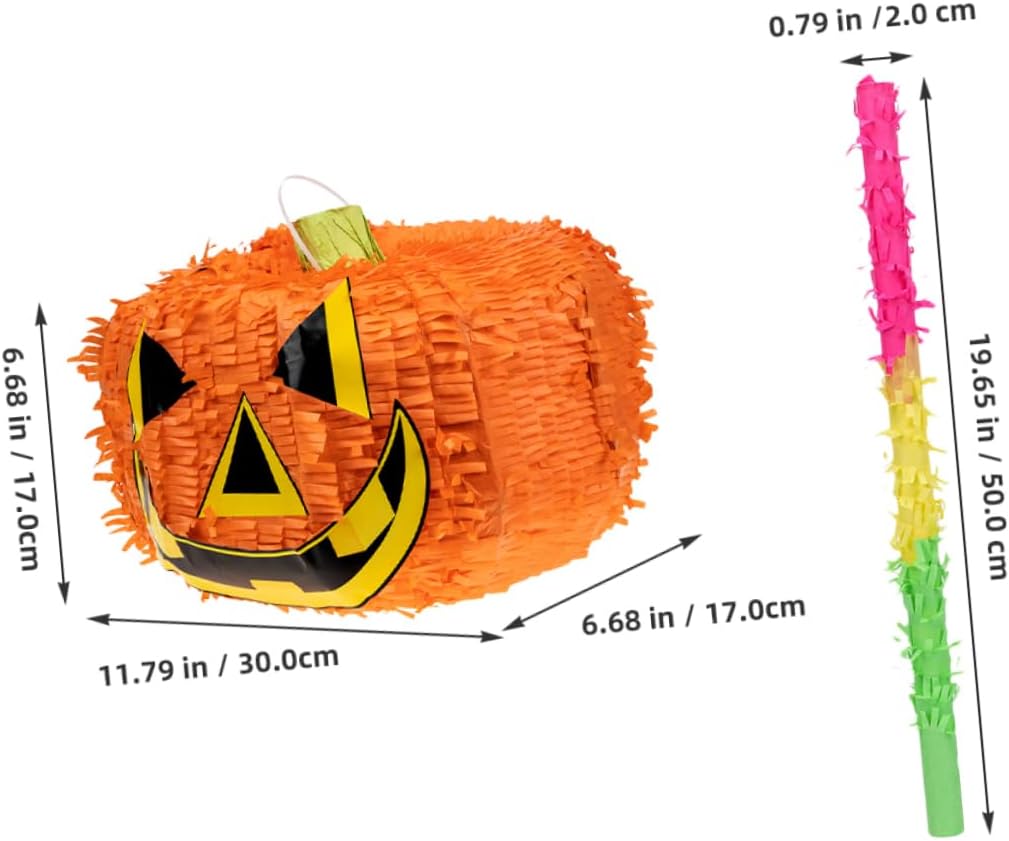 1set Halloween Pumpkin Pinata Stick Spooky for Boys and Girls Fillable Treats for Halloween Celebrations and Themed Events