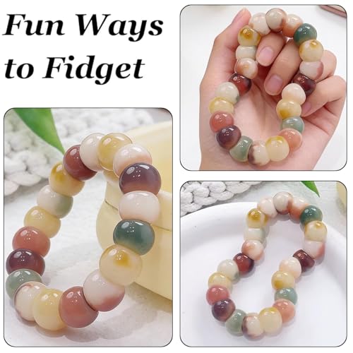 Image of Natural Bodhi Seed Bracelets Anxiety Fidget Bracelets Anxiety Relief Items Protection Healing Stretch Bodhi Fidget Bracelet for Women Men