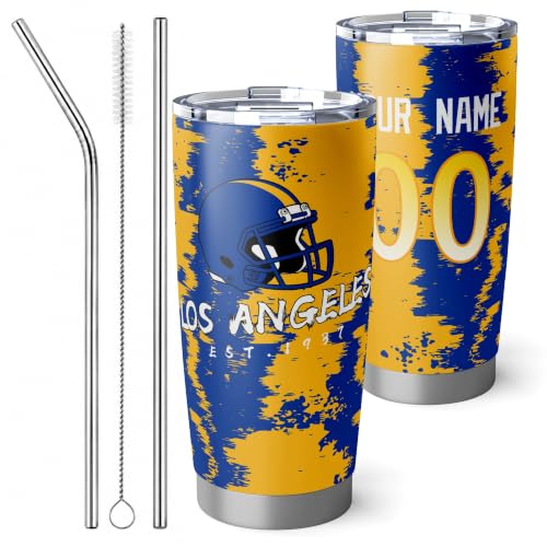 Image of ANTKING Los Angeles R Tumbler 20oz Travel Mug Custom Number Name Gifts | Stainless Steel Insulated Coffee Cup for Women Men