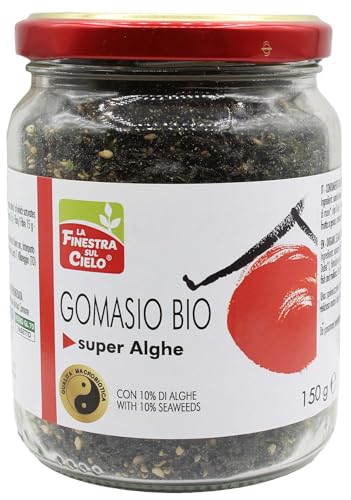 La finestra sul cielo Super Algae gomasio biologico italiano - Condimento di alghe e sesamo con dulse e nori - Da cospargere su piatti a base di cereali e verdure - 150 g