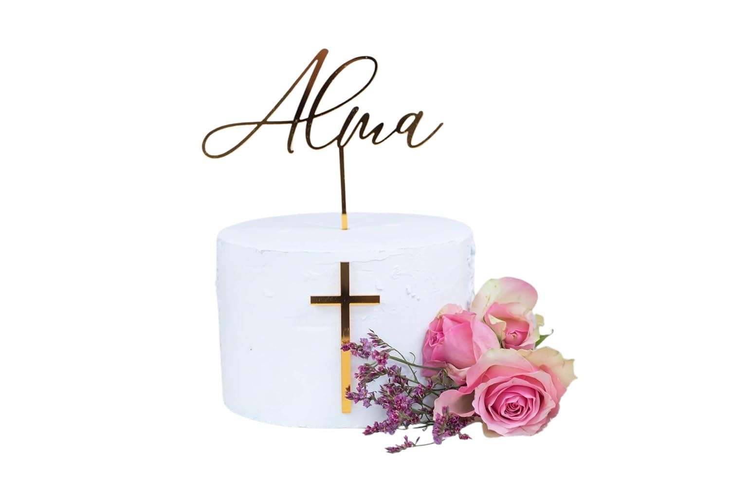 Cake Topper Name Acrylspiegel Gold, Tortenstecker Taufe Kommunion Firmung
