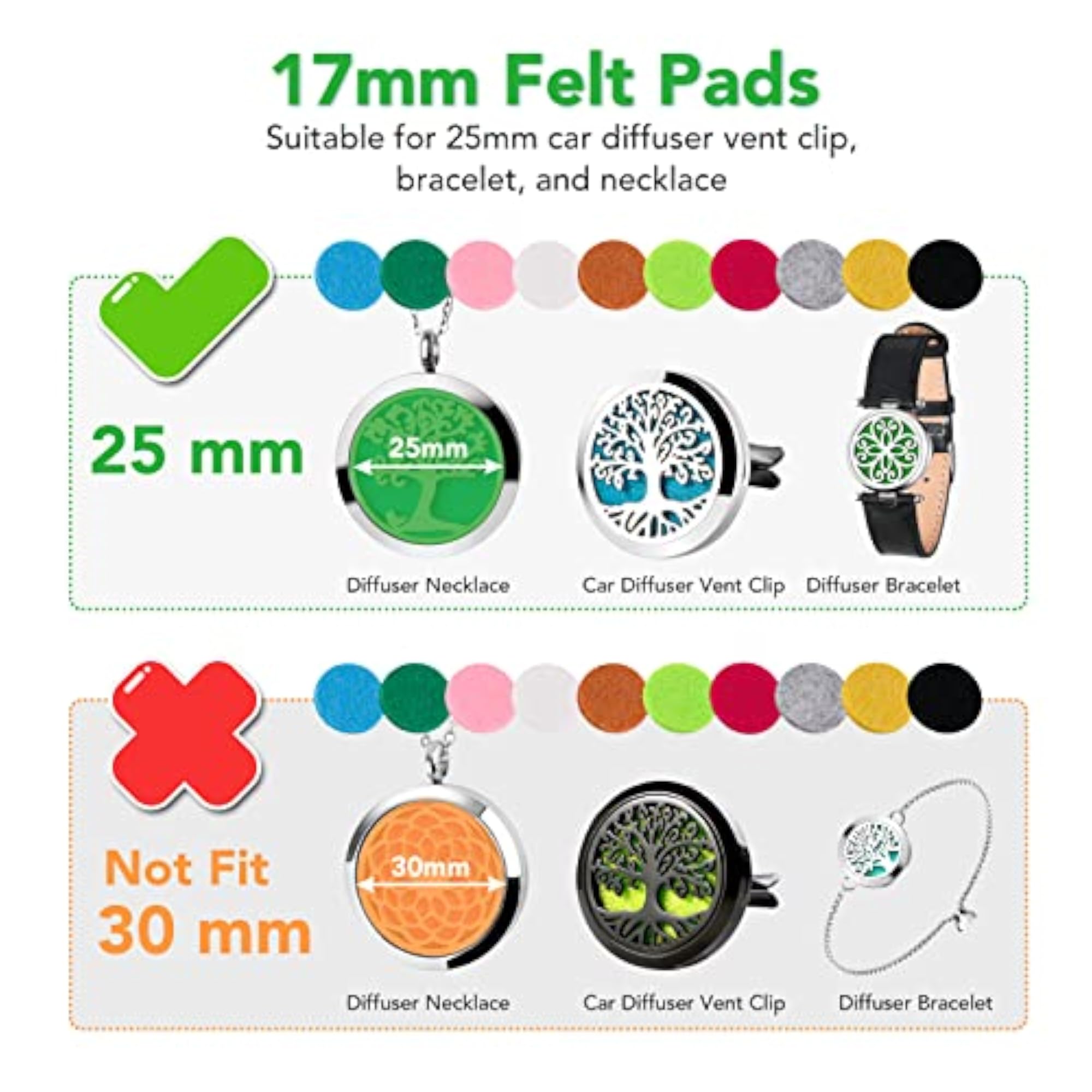 60 PCS Essential Oil Refill Pads for Diffuser Necklace