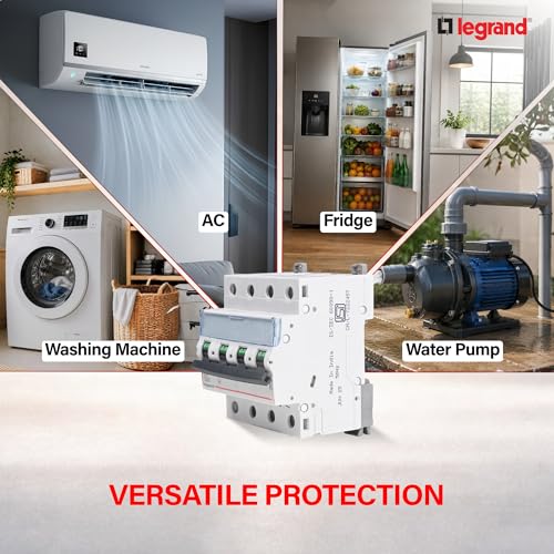 Image of Legrand DX 1A Four Pole MCB C Curve 10kA | 3-Phase + Neutral Miniature Circuit Breaker | ISI Marked IS /IEC 60898-1 | Overload & Short Circuit Protection for Industrial & Commercial Use