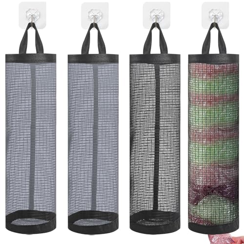 GOTDYBST 4 Pcs Carrier Bag Storage with 4 Hooks Suitable for Home Kitchen
