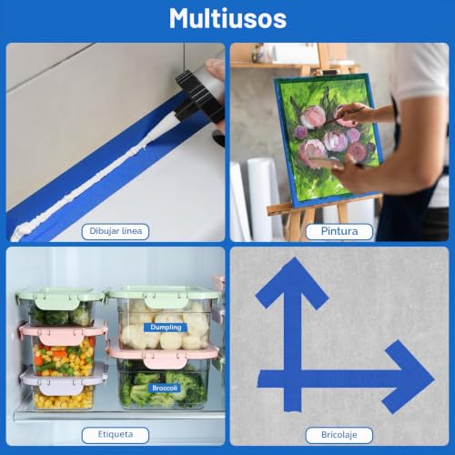 Miniatura 6 de Ealyder Tape Cinta De Carrocero, Cinta Carrocero Pintura, Cinta Ancha Resistente Al Calor Y A Los Uv, Ideal Para Pintura, Renovaciones Y Manualidades 4 Rollos 24mm X 20m Azul