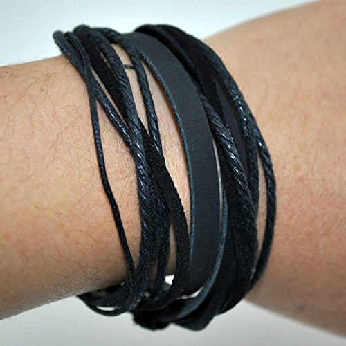 Frd.2Y C0020 Genuine Leather Bracelet For Women & Men,Unisex Multilayer Leather Adjustable Bracelet Cuff Wrap Multicolor Rope Wristband thumb #3