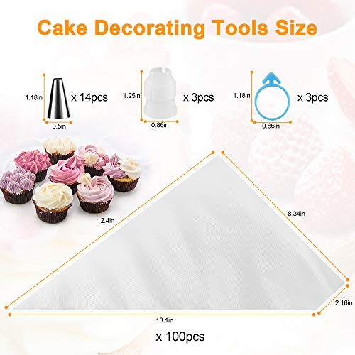 100PCS Piping Bags, Firstake 12 Inch Premium Pastry Bags and Tips Sets, Cake Decorating Supplies Kit, Baking Supplies Cupcake Icing Bags with pastry bag for Baking Cupcake, Cookies and Cake Decorating - Thumbnail 7