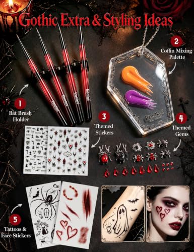 Image of Beetles Halloween Box Vampiric Feast, Gel Nail Polish Kit with UV Light | HEMA- and TPO-Free 8-Color Gel Polish Set with Nail Tips and Stickers for Halloween DIY Nail Art and Gifts for Women