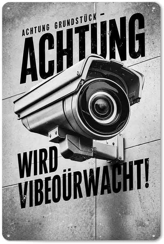 Vintage Warning Metal Tin Sign 8x12 Inch Security Camera Wall Decor for Garage Outdoor Yard Man Cave Bar Basement Shop Farmhouse Exterior Gate Gift