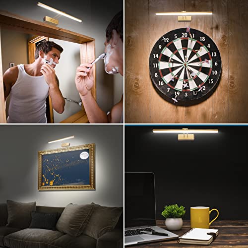 Yammiy Wireless Picture Light, 15.75" Rechargeable Battery Painting Lighting, 220Lm 48 Leds Dartboard Light, Metal Art Lights For Paintings, Wall Artwork, Gallery, Mirror, 3000K (Gold) #TOP4