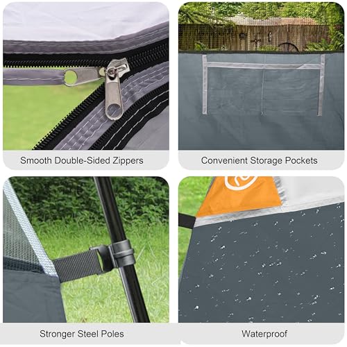 Image of CAMPROS CP Camping Tent 2 /4 /6 Person, Waterproof Windproof Double Layer Dome Tent, Easy Setup with Large Mesh Windows & Wide Door for Outdoor Camping Backyard