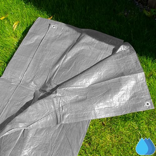 Grey Lightweight Tarpaulin - Multi-Purpose Waterproof Sheet for Outdoor Use, Tools, Camping, Gardening, Furniture Protection, and Temporary Coverage (3m x 3m) - Image 5