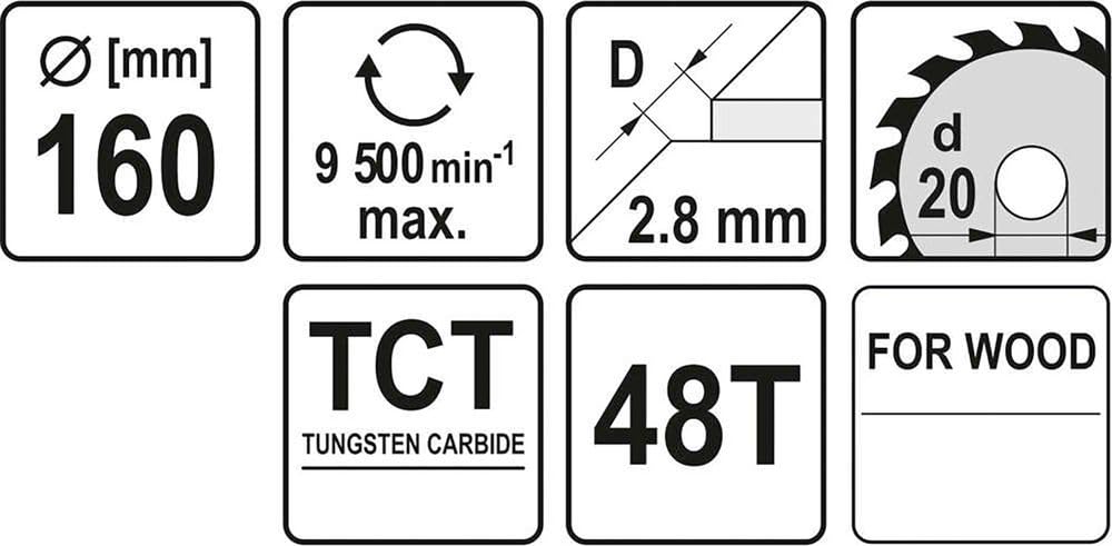 YATO YT-6058 - TCT hoja de madera 160x48x20mm