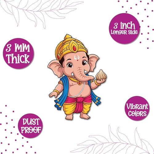 Image of Bhai Please Ganesh with Modak Fridge Magnet | Ganesha Fridge Magnet | God Magnet | Ganpati Magnetic Decor | Devotional Gift | Housewarming Pooja Gift | Hindu God Decor Gift