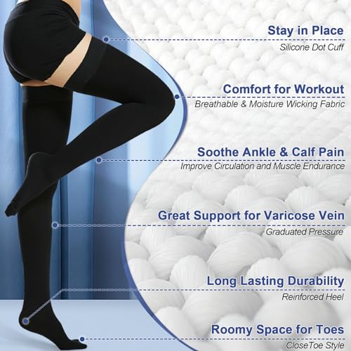 Beister BI-UW-001 20-30 Mmhg Compression Stockings For Women & Men, Medical Closed Toe Thigh High Socks Graduated Support thumb #3