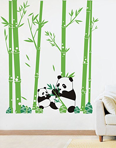 Limited Discount PopDecors - Pandas Love Bamboo - 79in H - Custom Beautiful Tree Wall Decals for Kids Rooms Teen Girls Boys Wallpaper Murals Sticker Wall Stickers Nursery Decor Nursery Decals PT-0074