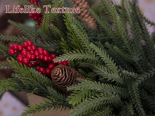 32 Pack Christmas Tree Decorations, Lescli 10" Artificial Red Berry Stems Waterproof Holly Berry Picks Floral Pick Burgundy Holly Berries Branches for Wreath Crafts Christmas Decor Flowers DIY Garland by Lescli - Used condition - Image 7