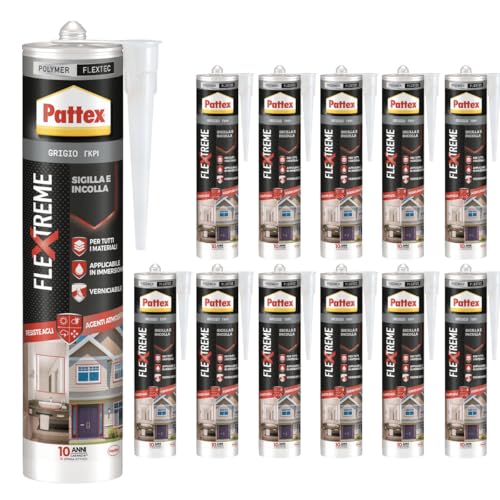 Montage Kleber Grau - Hochleistungsdichtstoff - Hohe Anfangshaftung - Witterungs & UV-Beständig - Vielseitig Einsetzbar - Bau und Renovierungsbereich - Innen und Außen (12 x 280ml)