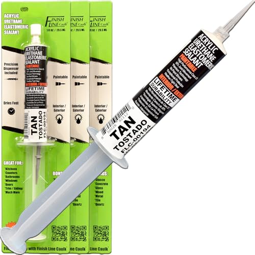Image of Acrylic Urethane Elastomeric Sealant - Pre-Filled Precision Caulk Gun - Tan - 3-Pack - Flexible & Durable Sealant for Trim, Baseboards, and Small Cracks