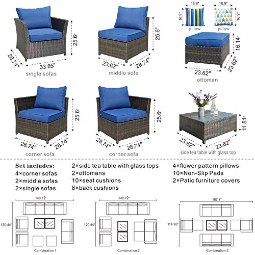 Ovios B085DBQBTV Patio Furniture Set 12 Pcs Outdoor Furniture Conversation Set Pe Rattan Wicker Sectional thumb #4