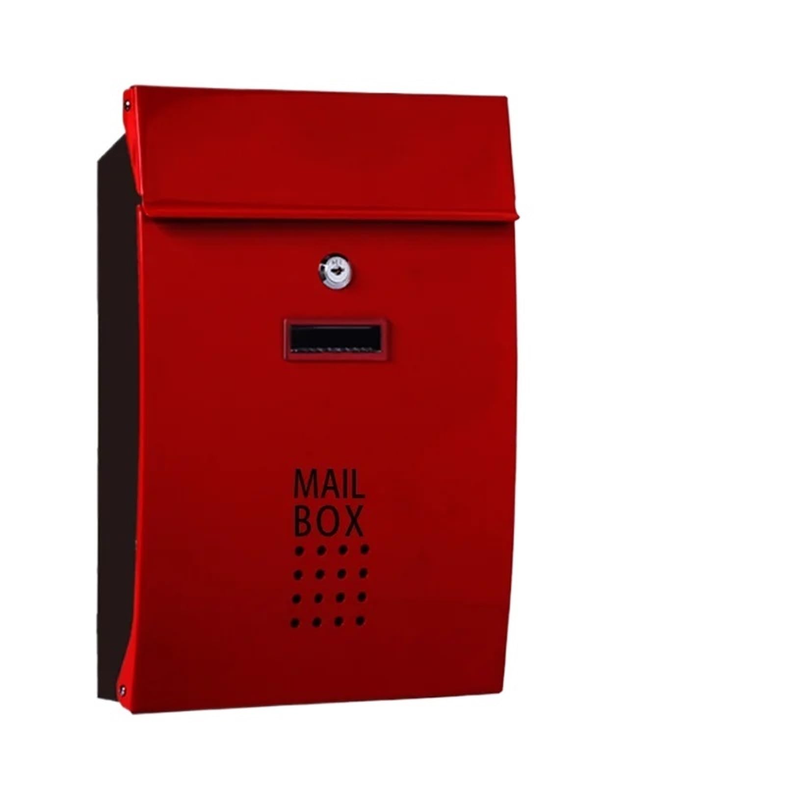 Mailbox Wall-mounted Stainless Steel Mailbox Outdoor Lock Complaint Suggestion Box Creative Punch-free Letterbox for Home(Red)