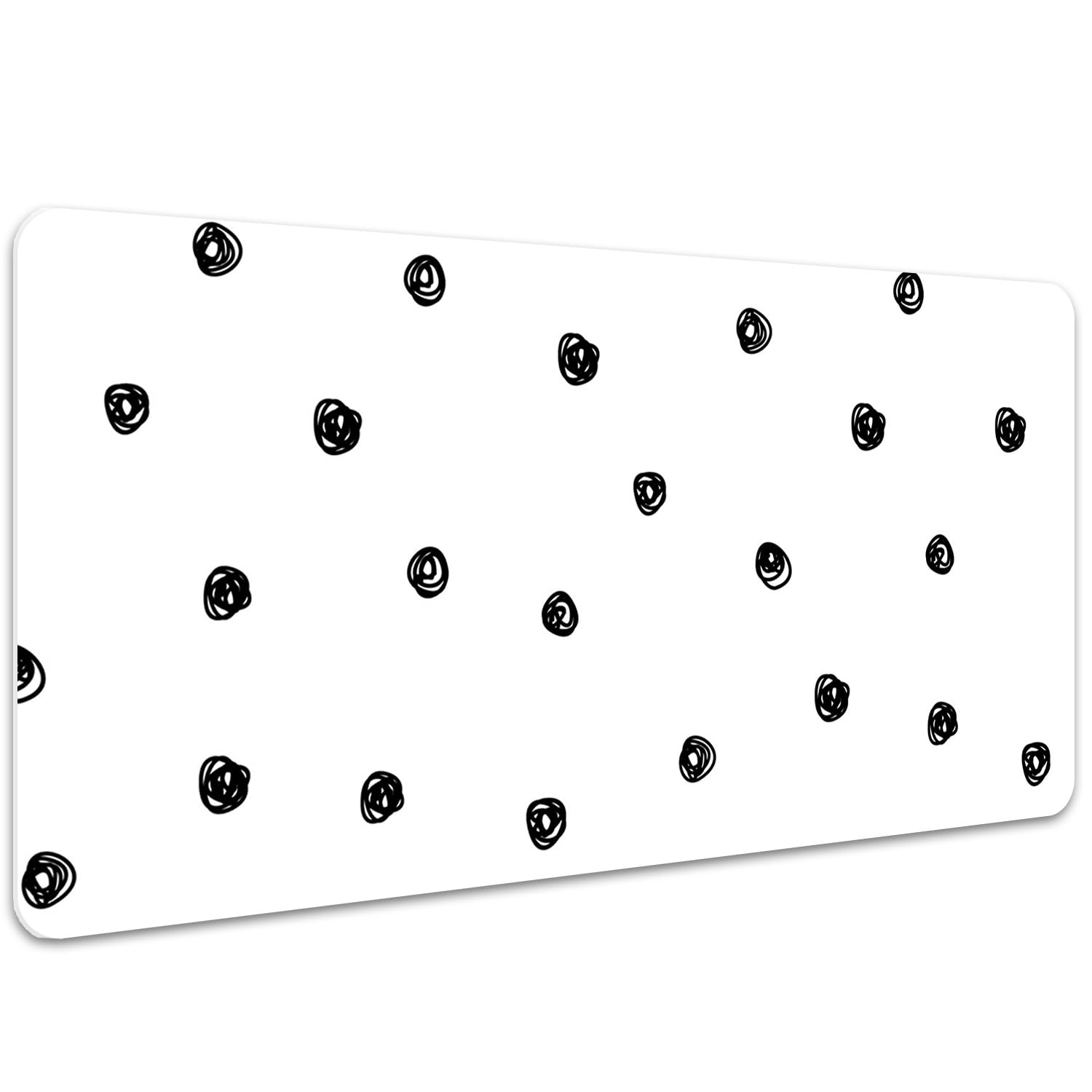 Tappetino da Scrivania 100x50 cm Protezione e Decorazione in Vinile PVC Antiscivolo Impermeabile Facile da Pulire Superficie Protettiva per Ufficio e Casa - Punti neri