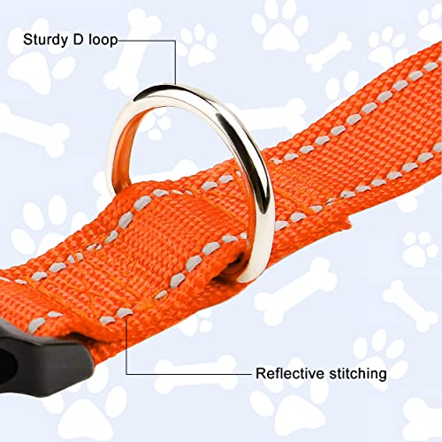 Funtags Reflective Dog Collar, Sturdy Nylon Collars For Large Girl And Boy Dogs, Adjustable Dog Collar With Quick Release Buckle, Orange #TOP2