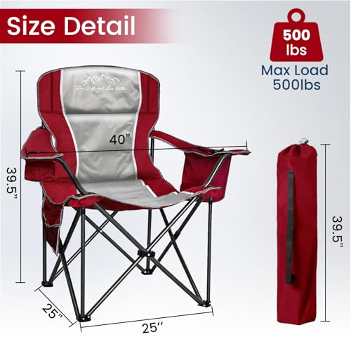 Silla de Camping Sobredimensionada SAILARY VS23FC01-03RD-JL02, Capacidad 500 lbs, Color Rojo miniatura 3