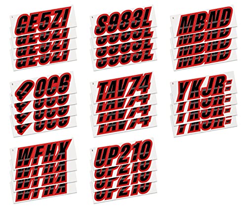 Image of STIFFIE Techtron Black /Red 3 inch Boat & PWC Registration Decals • Numbers Letters Stickers