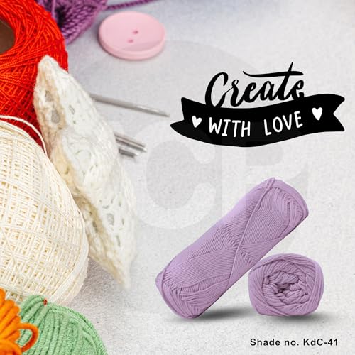 Image of VCR 4Ply Mauve Purple Yarn, 100 Grams Hank, 320 Meters Length, Cotton Combed Ball for Crochet and Knitting, Soft Crosia Threads, Pack of 1 Yarn, Suitable for DIY Crafts