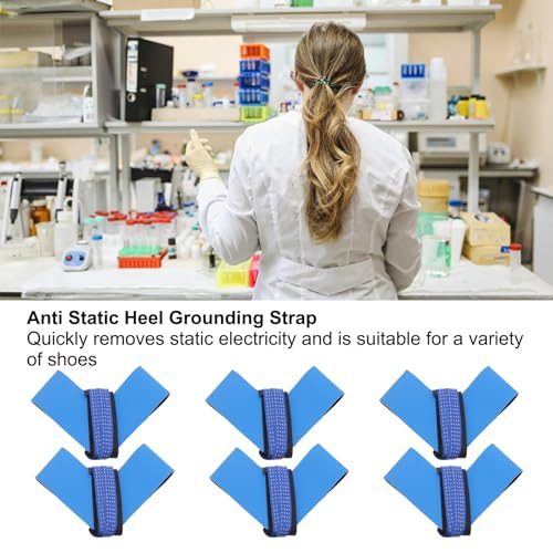 Image of MECCANIXITY 6pcs ESD Anti Static Foot Heel Straps 20 inch Anti Static Wrist Strap Band Adjustable for Grounding Removing Static Blue