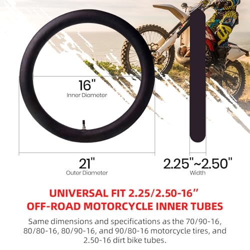 Image of (2 Pack) AR-PRO 2.25 /2.50-16 inch Off-Road Motorcycle Inner Tubes with TR4 Valve Stem - 70 /90-16 Motorcycle Tire Replacement Inner Tubes - Compatible with Dirt Bikes, Pit Bikes, and Off-Road Motorcycles