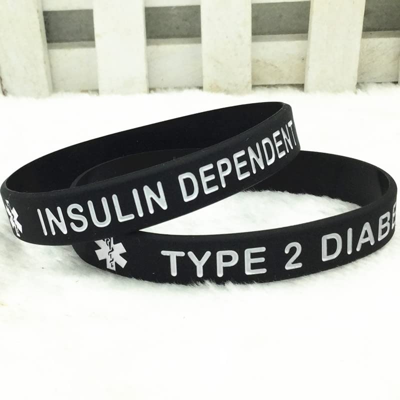 JOYID Blood THINNER Diabetic Type 1/2 Rubber Medical Alert ID Emergency Bracelet Warning Wristband Bracelets2