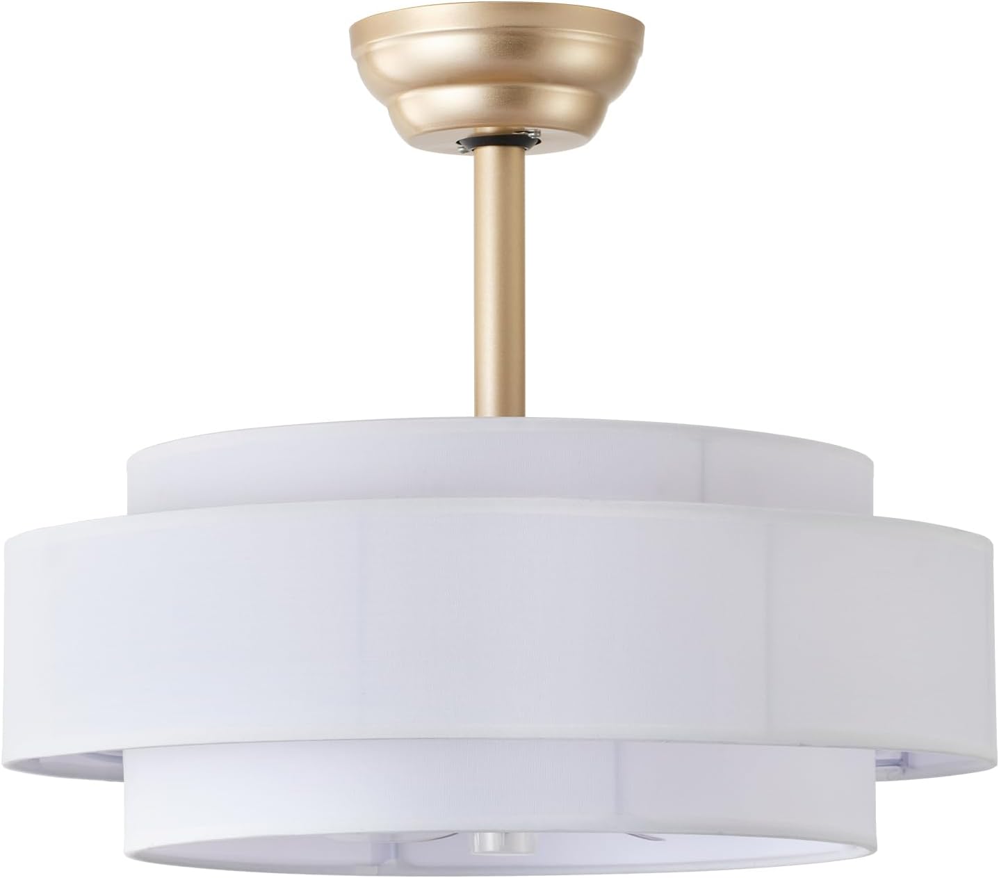 20" Fandelier Ceiling Fans with Lights, White Caged Boho Ceiling Fan with Light Remote Control, Mid-Century Modern with 6 Speeds for Bedroom, Nursery, Living Room