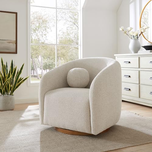 In Dove Gray &ndash; Chenille Fabric Barrel Chair With Ball Thro