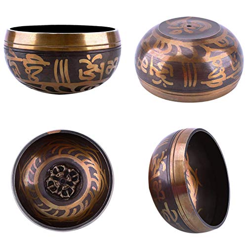 Tibetische Klangschale Set klein 8,5 cm mit Chakra Armband & Klöppel & Klangschalenkissen aus Nepal Singing Bowl für Meditation Schule Yoga Entspannung - Gelb - Keliti - Image 7