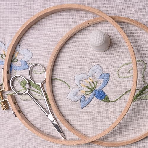 Image of Essentials By Leisure Arts Wood Embroidery Hoop 6 inch Bamboo - Wooden Hoops for Crafts - Embroidery Hoop Holder Cross Stitch Cross Stitch Hoops and Frames