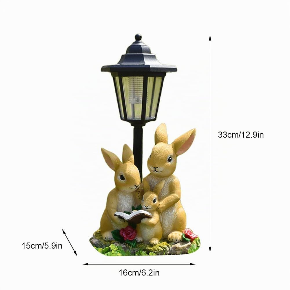 Figurines de jardin solaires en forme de lapin pour l'extérieur, avec lanternes solaires, résistantes aux intempéries, statues de jardin, décoration de jardin, cadeau pour la maison, la cour