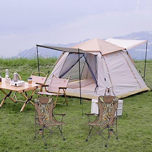 Jungleland Oversized Camping Folding Chair For Adults, Heavy Duty Camouflage Chairs For Outdoor Collapsible Padded Arm Realtree Chair, Portable Camping Chair With Cup Holder For Travel, 330 Lbs #TOP1